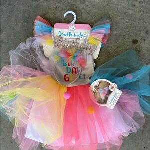 Birthday Girl Tutu Costume - Pink, Yellow, Blue